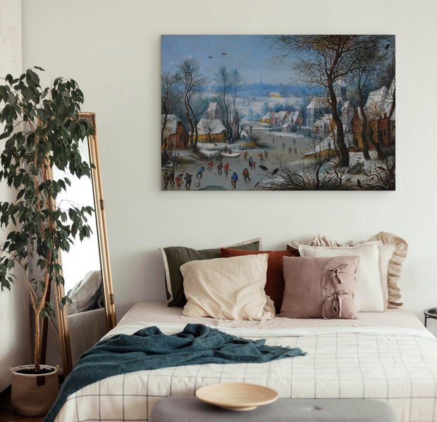 Reproduction Canvas Wall Art - Winter Landscape Bird Trap