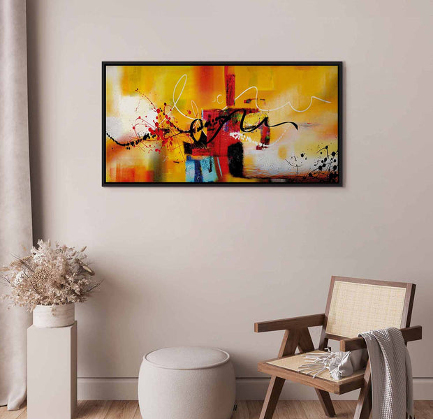 Floating Framed Canvas Art - Street Melodies Orange