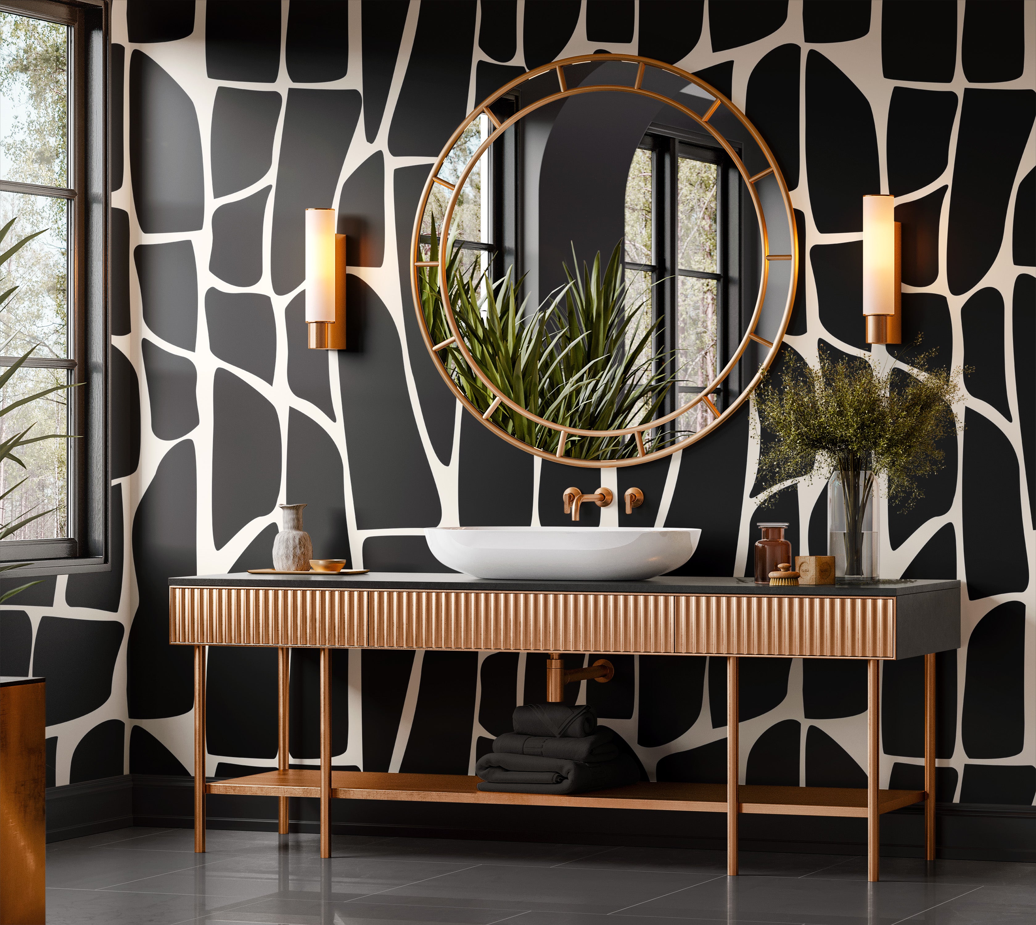 Premium Wallpaper Wall Mural - Geometric Pattern Black