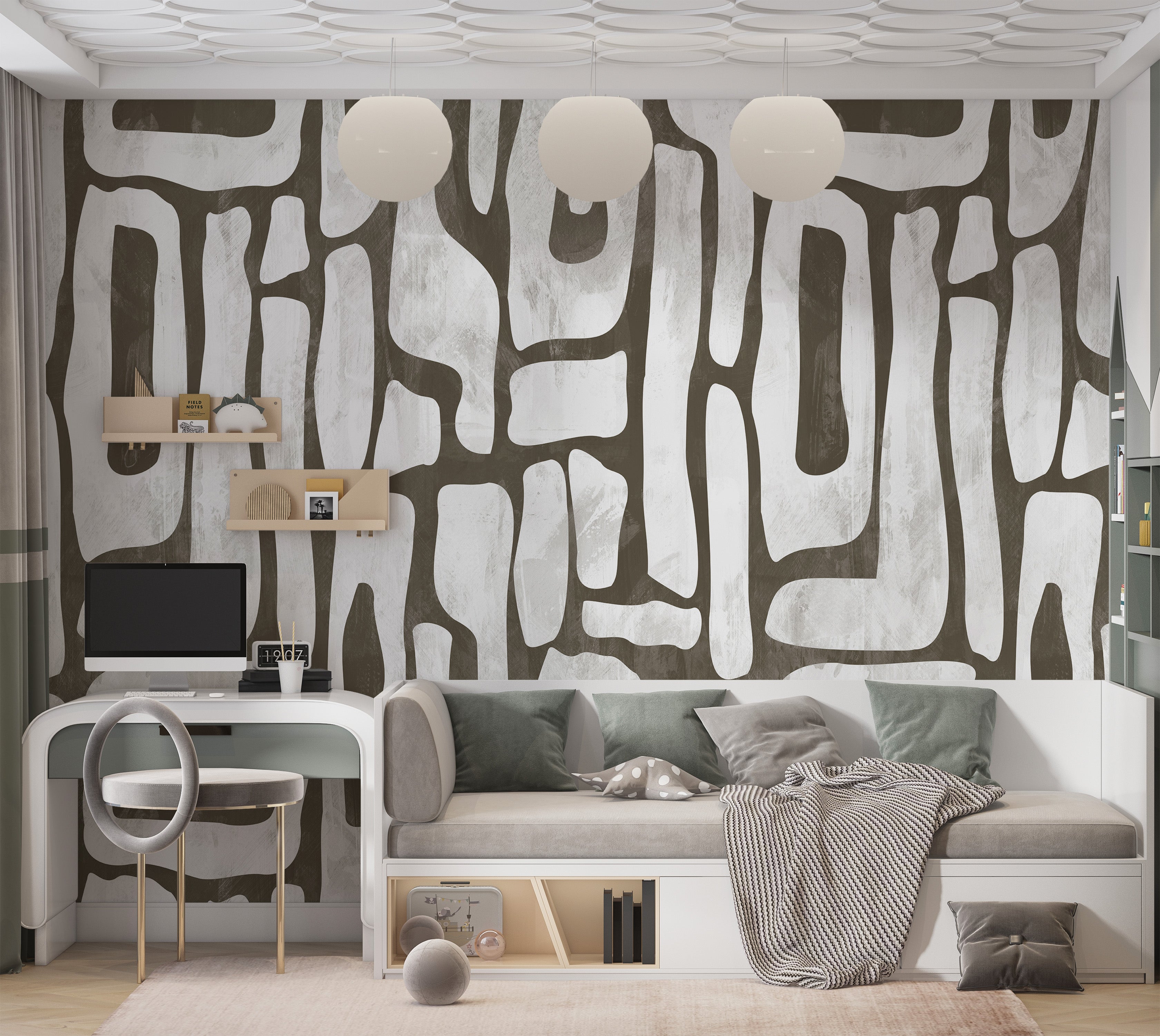 Premium Wallpaper Wall Mural - Earthy Shapes Smoky Gray