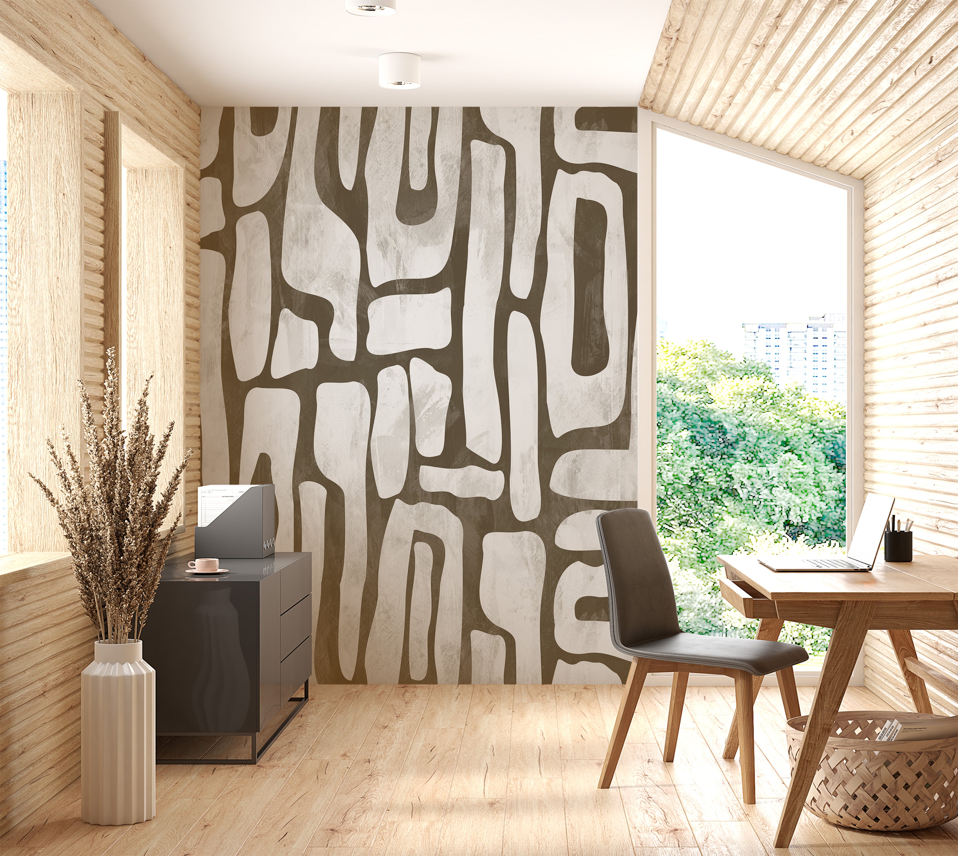 Premium Wallpaper Wall Mural - Earthy Shapes Smoky Gray