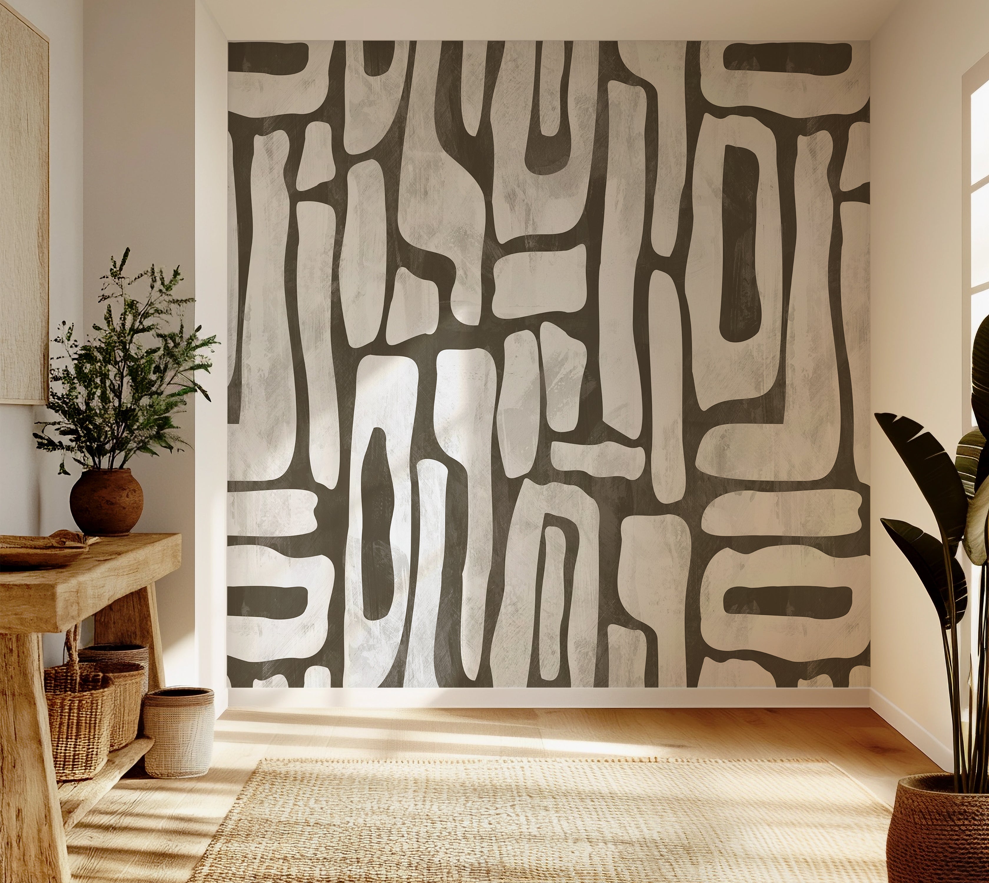 Premium Wallpaper Wall Mural - Earthy Shapes Smoky Gray