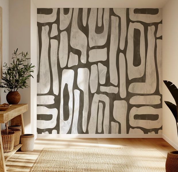 Premium Wallpaper Wall Mural - Earthy Shapes Smoky Gray