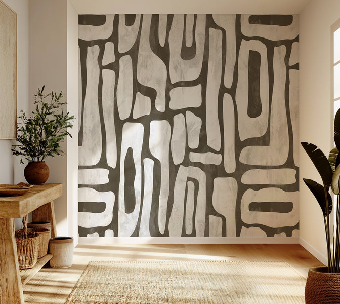 Premium Wallpaper Wall Mural - Earthy Shapes Smoky Gray