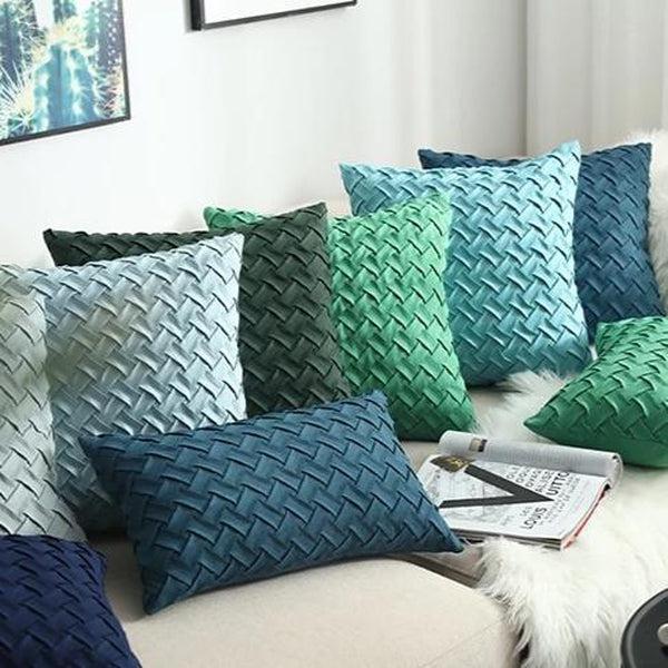 Blue Green Woven Cushion Covers