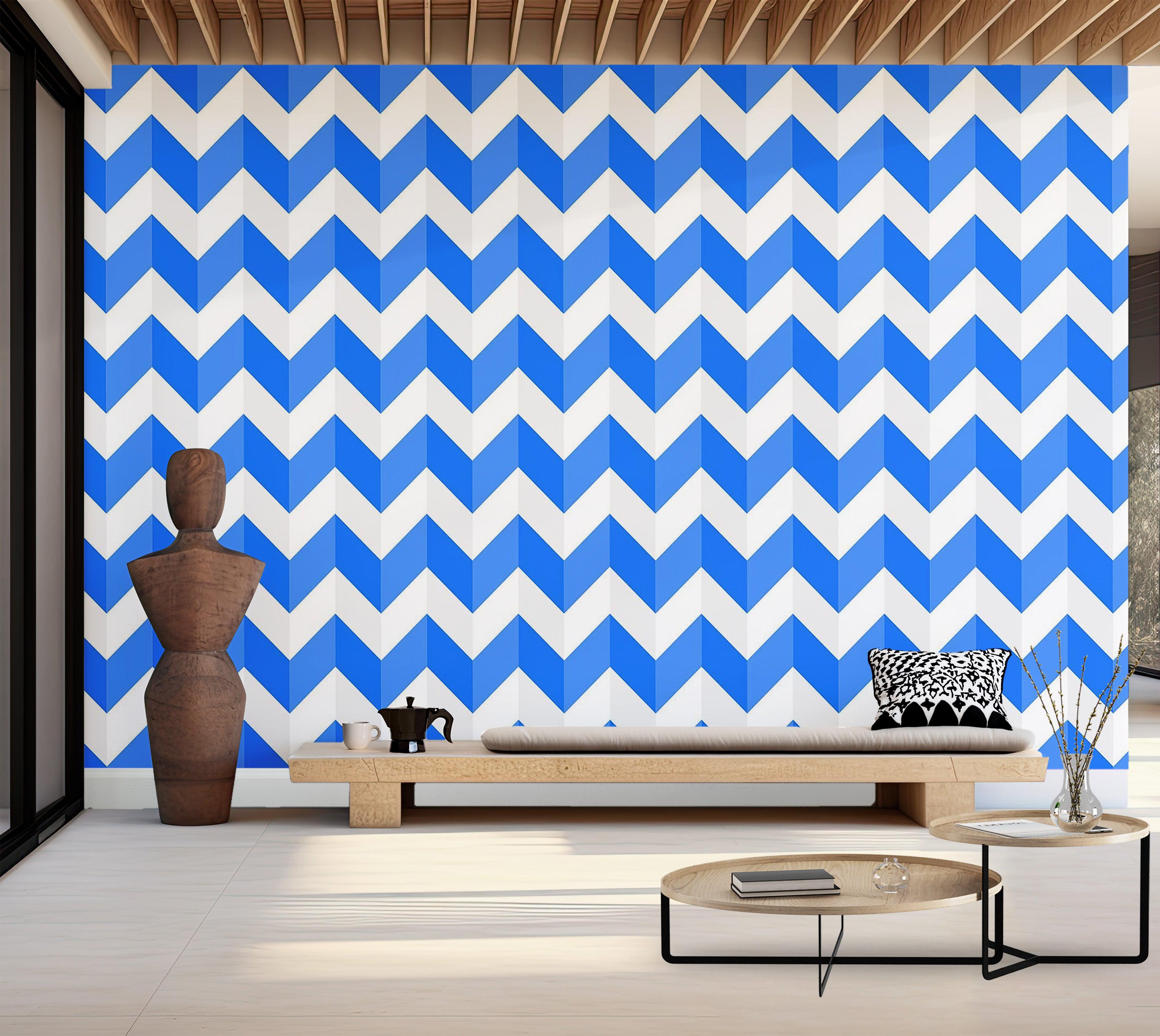 Premium Wallpaper Wall Mural - Blue Chevron Pattern