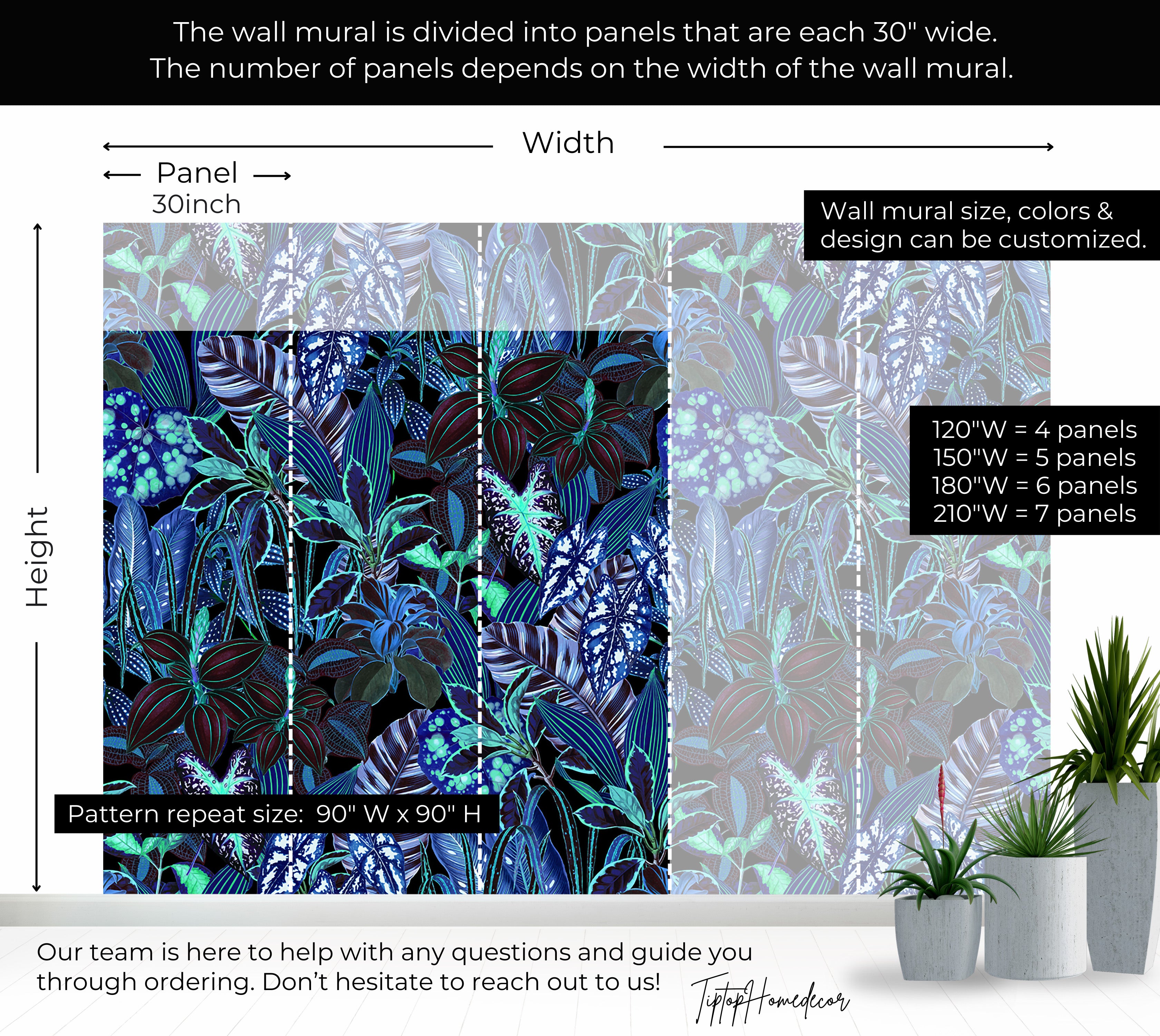 Premium Wallpaper Wall Mural - Night Blue Garden