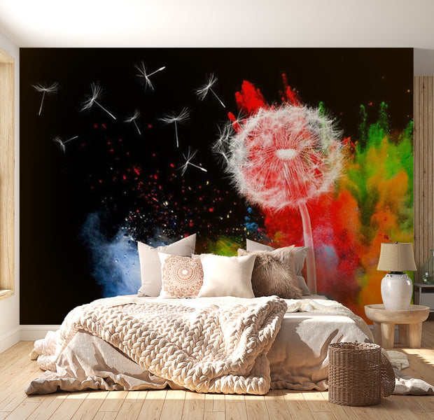 Botanical Wallpaper Wall Mural - Colourful Dandelion