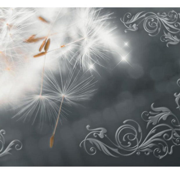 Botanical Wallpaper Wall Mural - Dandelions On Grey Background