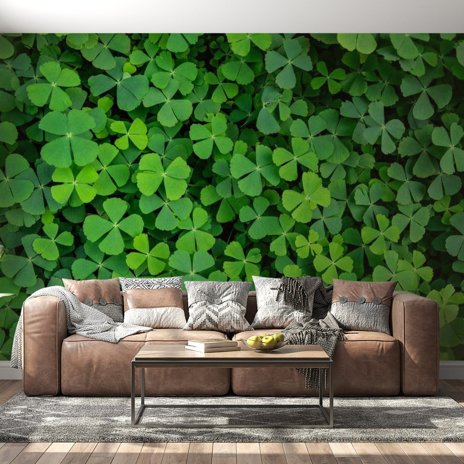 Botanical Wallpaper Wall Mural - Green Clover