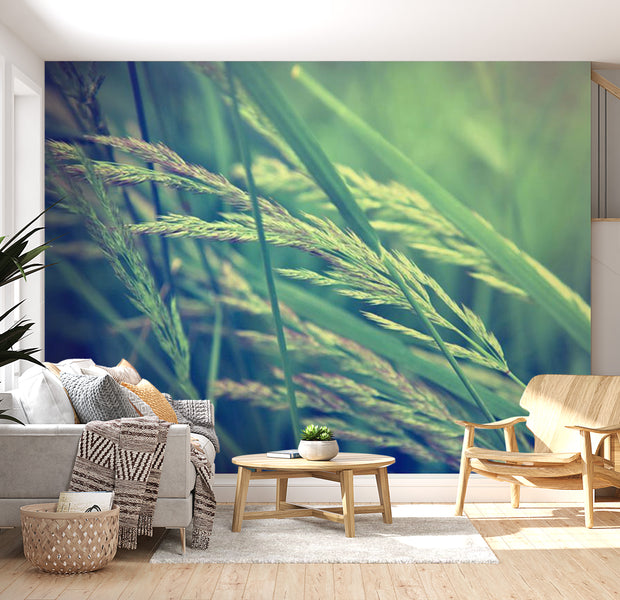 Botanical Wallpaper Wall Mural - Green Grass
