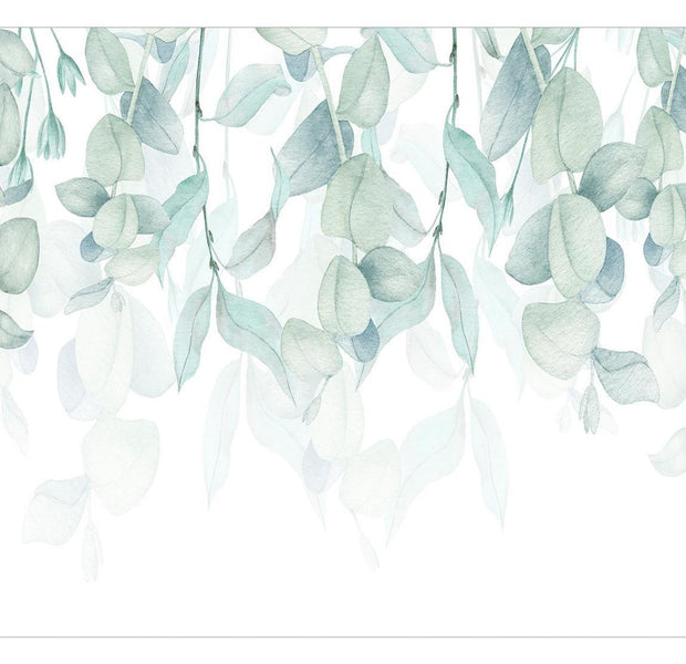 Botanical Wallpaper Wall Mural - Pastel Watercolor Leaves