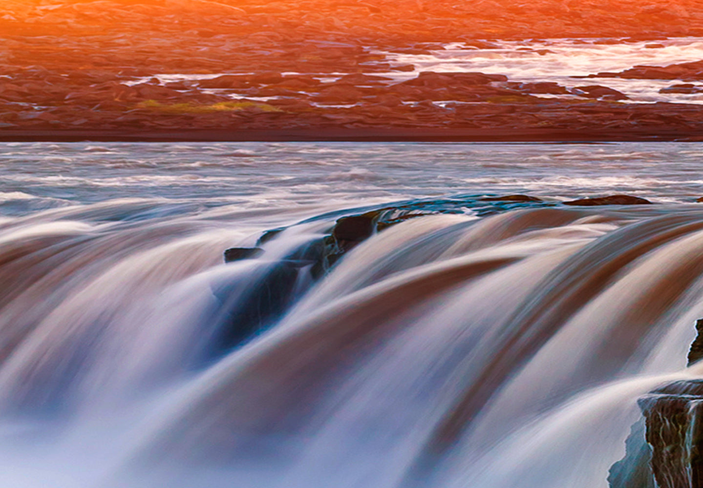 Stretched Canvas Landscape Art - Selfoss Waterfall in Iceland