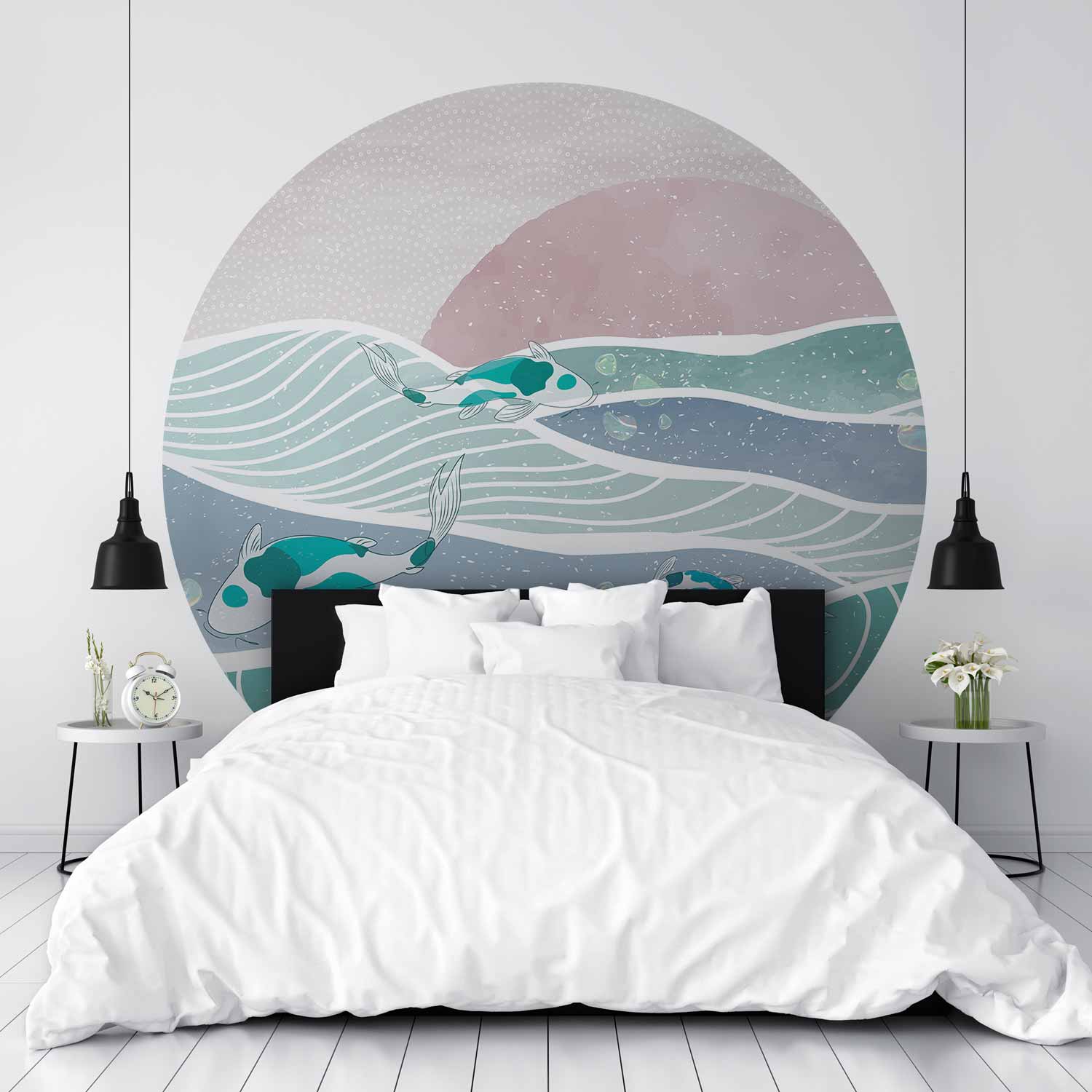 Round Wall Mural - Fish On The Waves