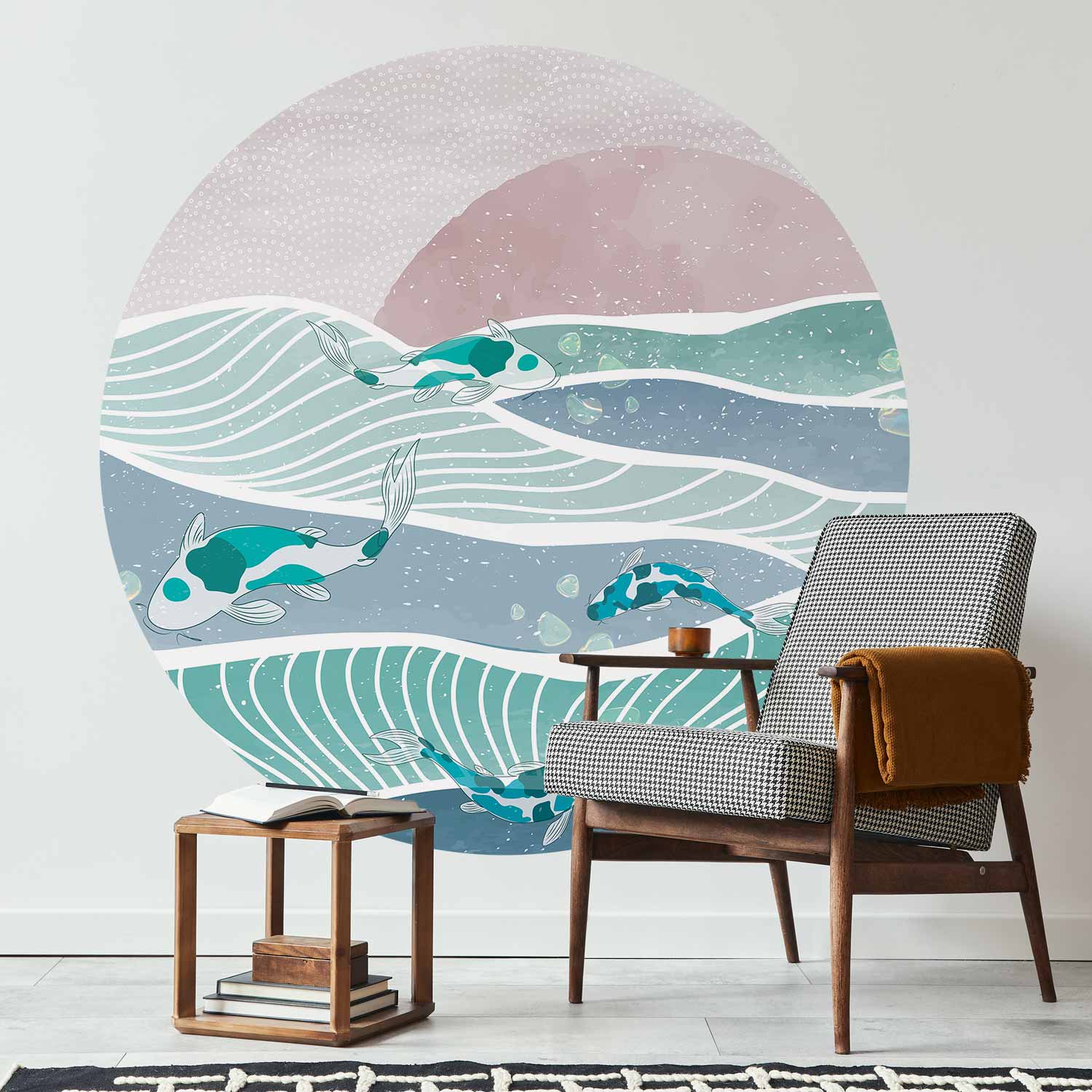 Round Wall Mural - Fish On The Waves