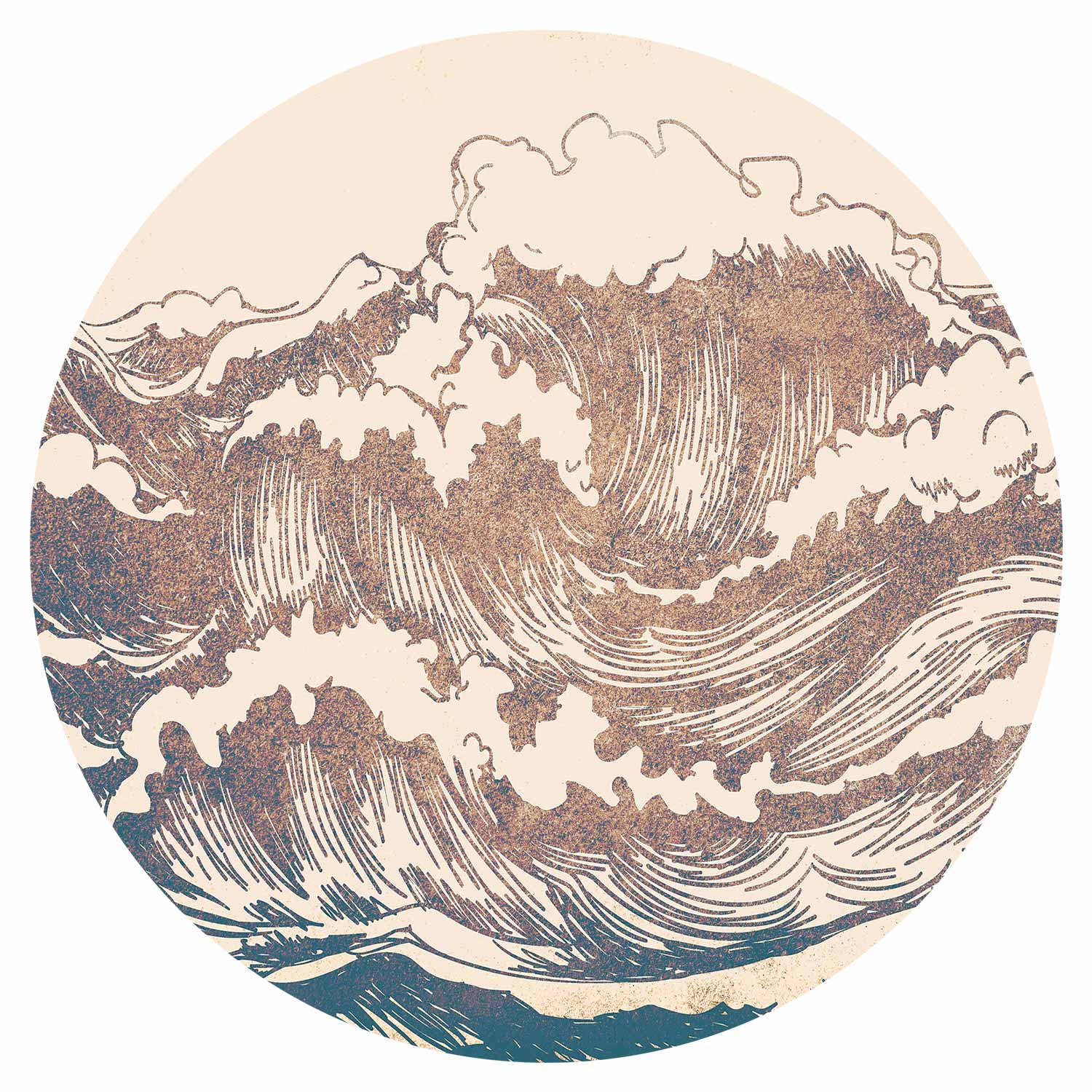 Round Wall Mural - Giant Waves