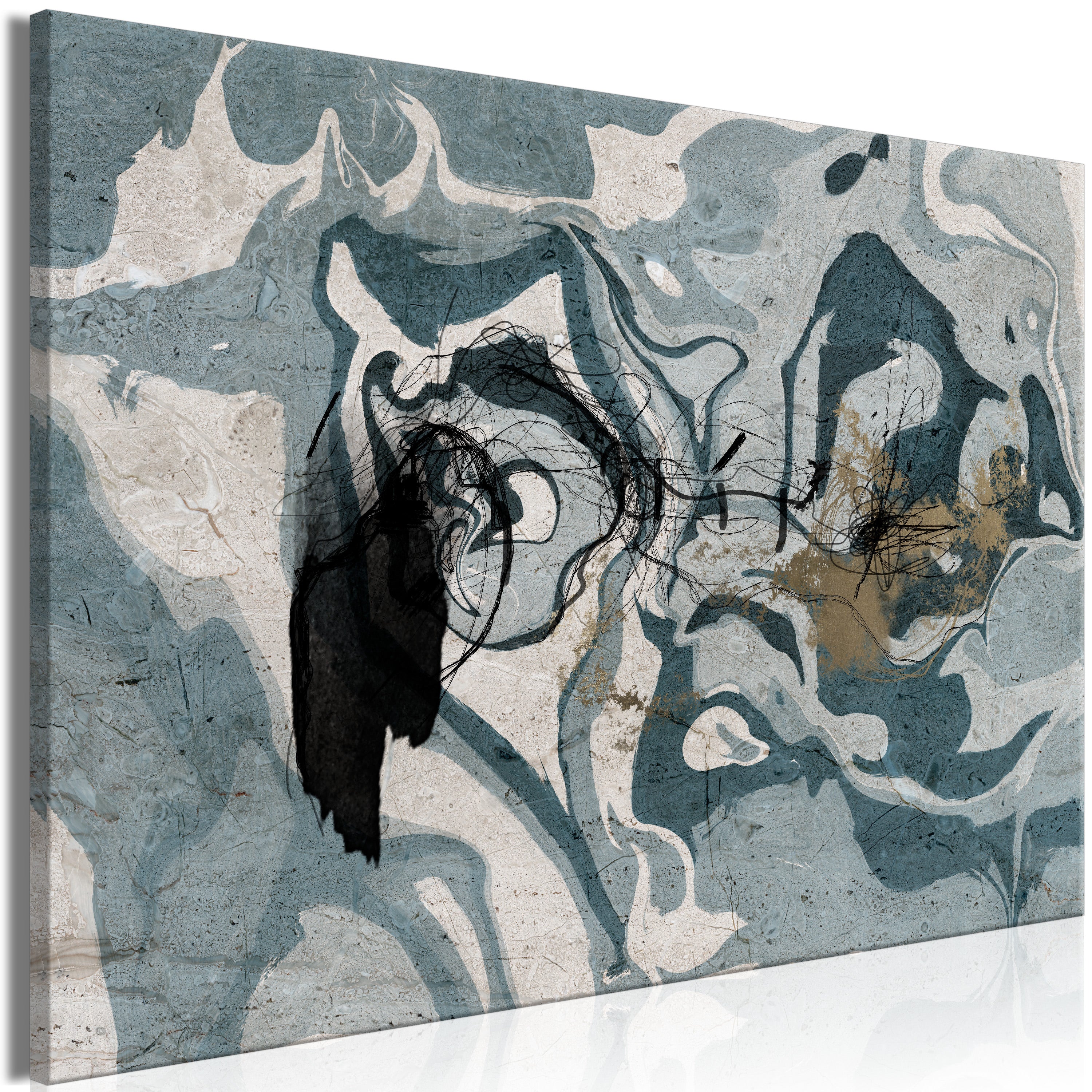 Abstract Canvas Wall Art - Marbled Reflection