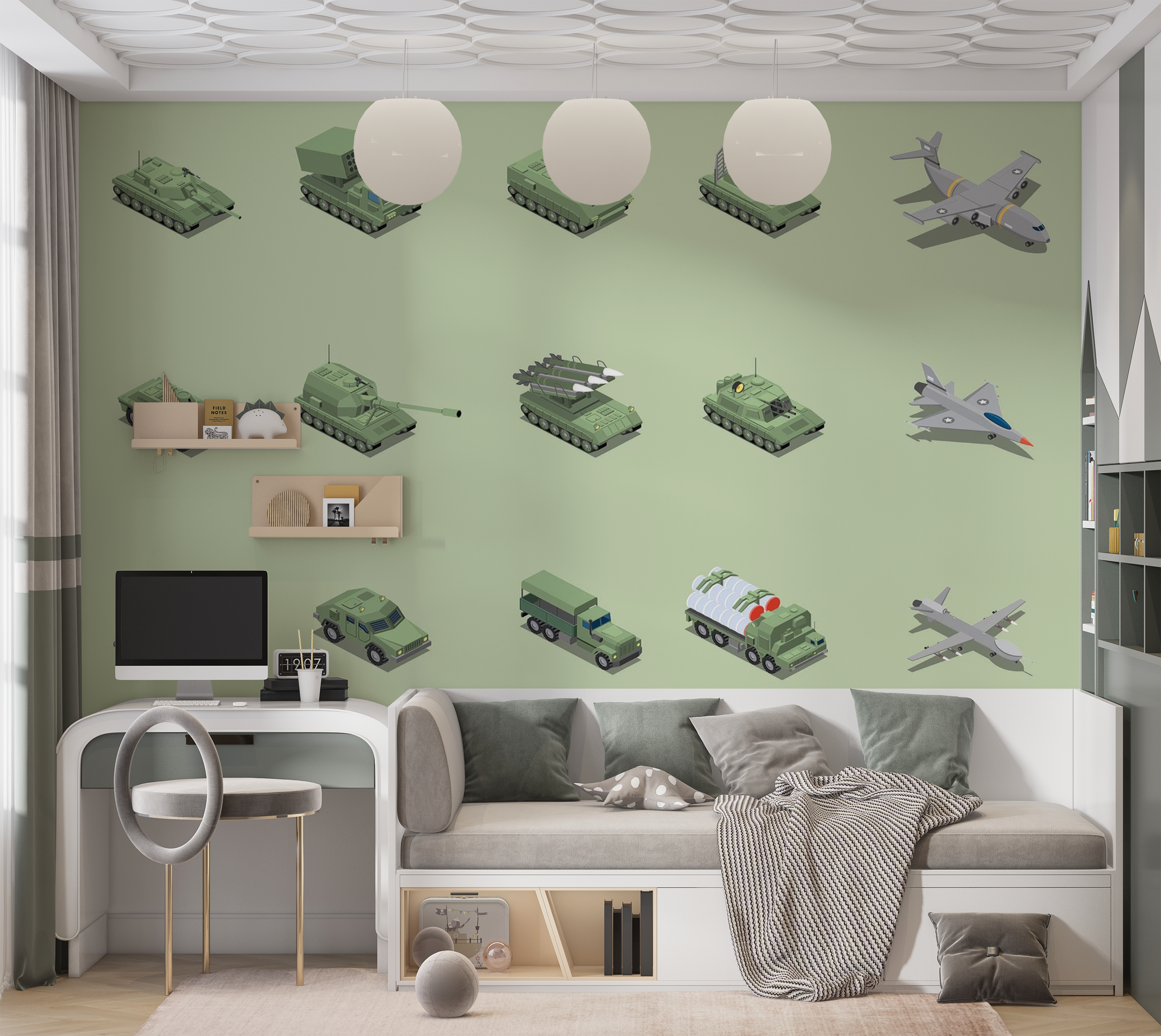 Premium Peel & Stick Wall Mural - Military Vehicles Collection