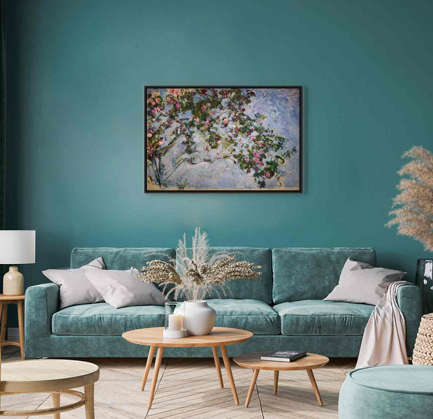 Floating Framed Canvas Art - Les Roses - Claude Monet