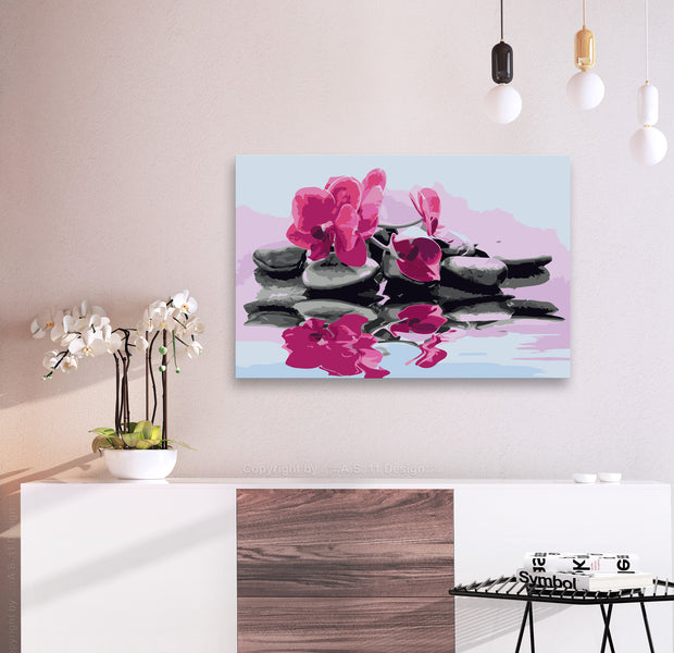 Paint By Numbers Kit - Orchid With Zen Stones