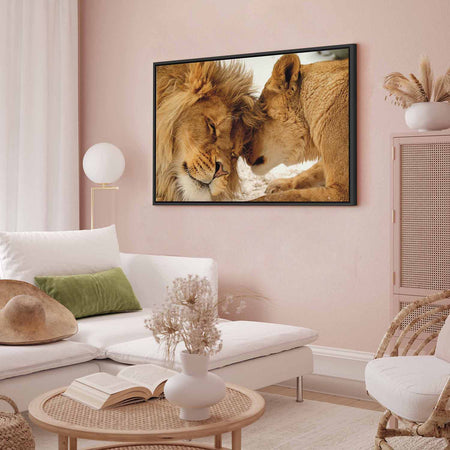 Floating Framed Canvas Art - Lion Love