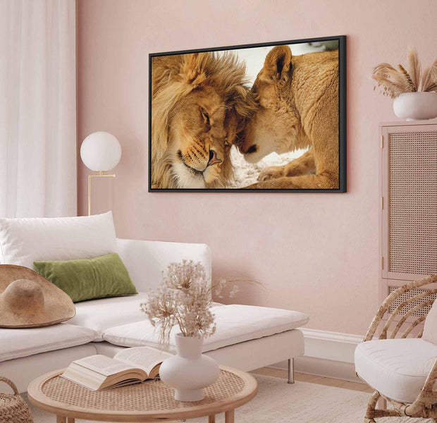 Floating Framed Canvas Art - Lion Love