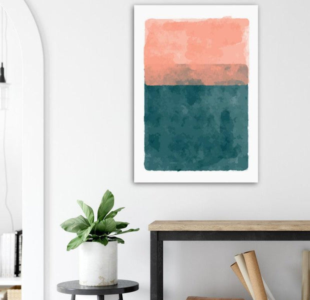 Teal & Peach Abstract Art Poster 01