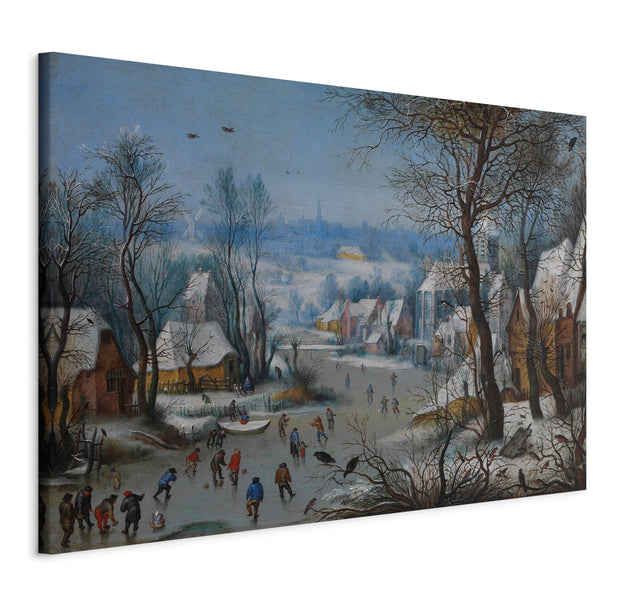 Reproduction Canvas Wall Art - Winter Landscape Bird Trap