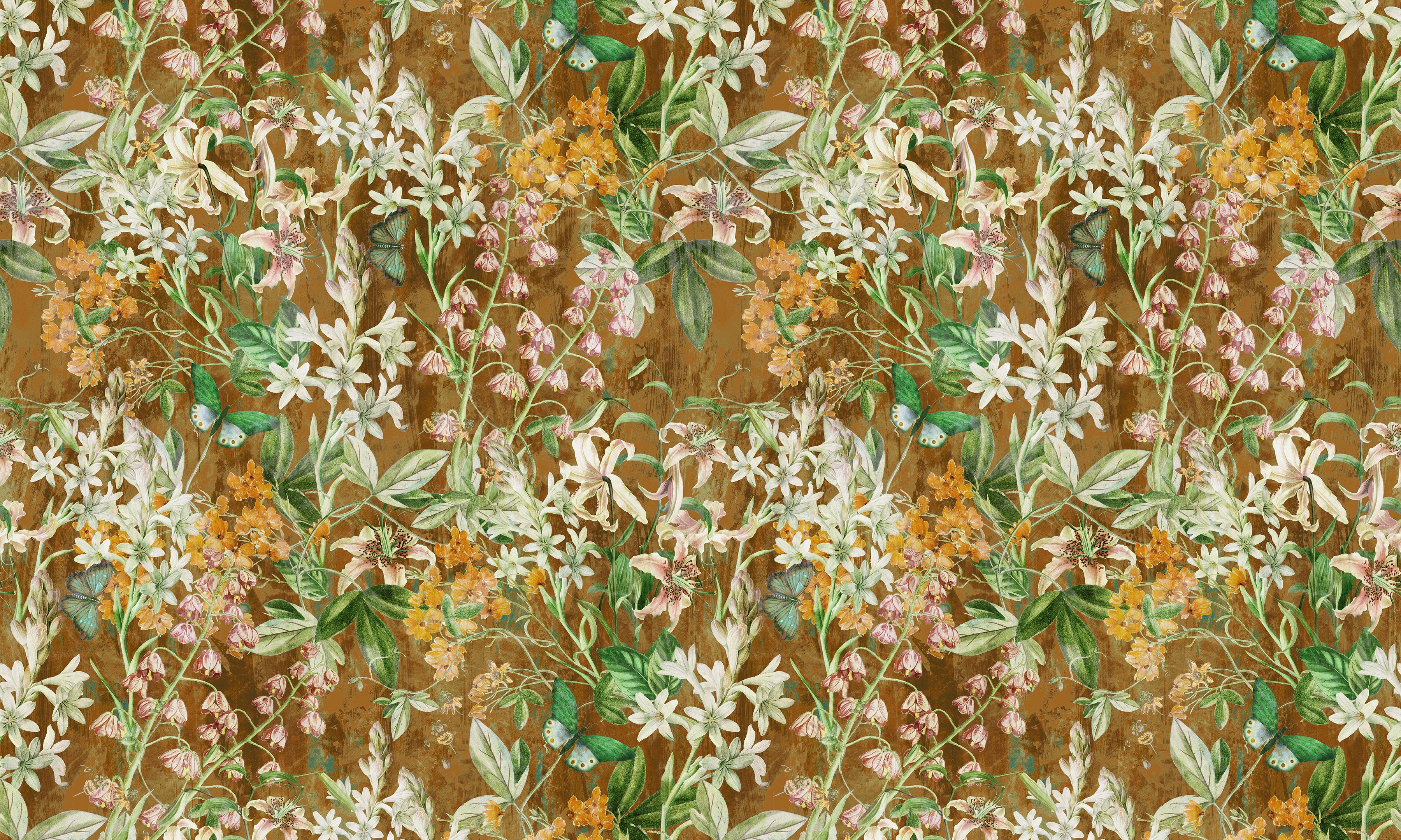 Premium Wallpaper Wall Mural - Spring Garden Brown