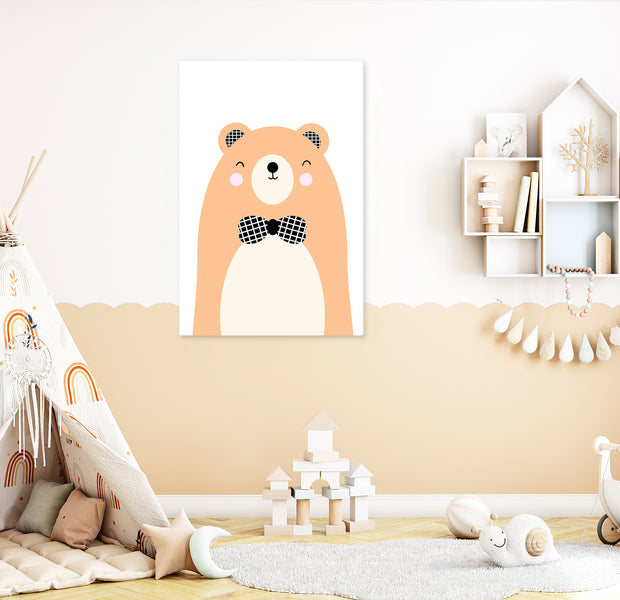 Cartoon Canvas Wall Art - Teddy Bear in Bow Tie