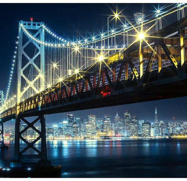 Cityscape Wallpaper Wall Mural - Bay Bridge At Night