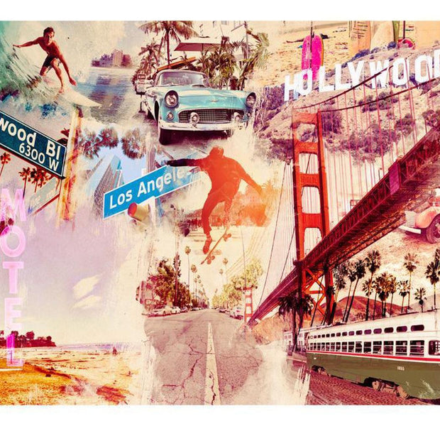 Cityscape Wallpaper Wall Mural - Hollywood Collage