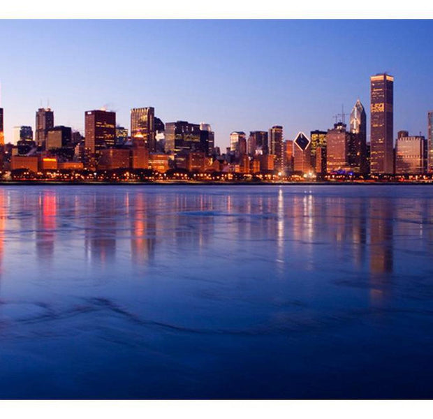 Cityscape Wallpaper Wall Mural - Icy Downtown Chicago