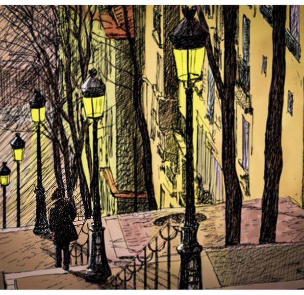 Cityscape Wallpaper Wall Mural - Lonely Walk Through Montmartre