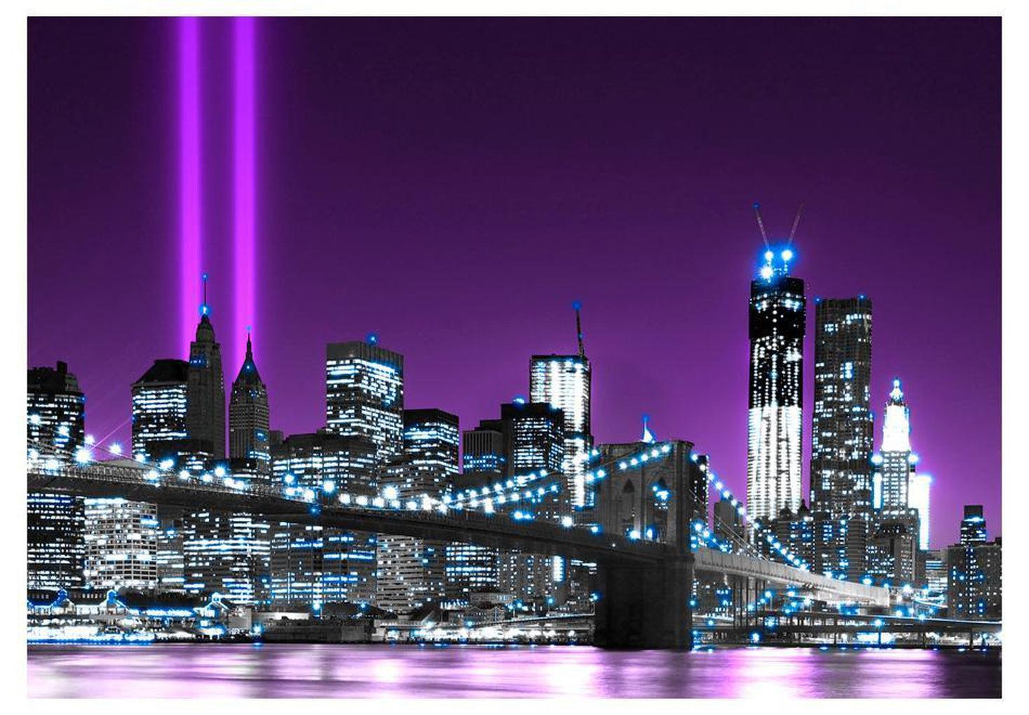 Cityscape Wallpaper Wall Mural - Manhattan In Purple