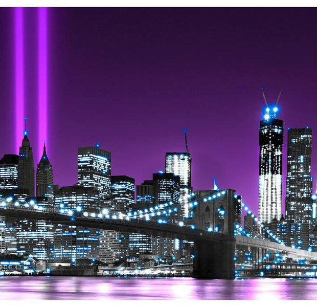 Cityscape Wallpaper Wall Mural - Manhattan In Purple