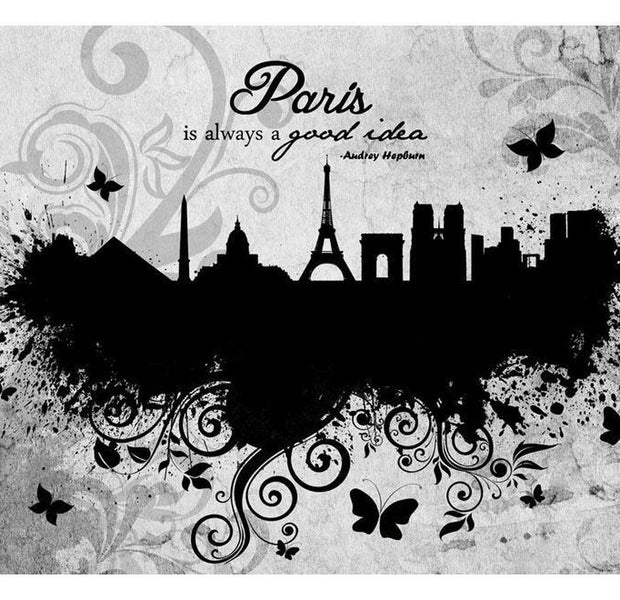 Cityscape Wallpaper Wall Mural - Paris Is Always A Good Idea - Black And White