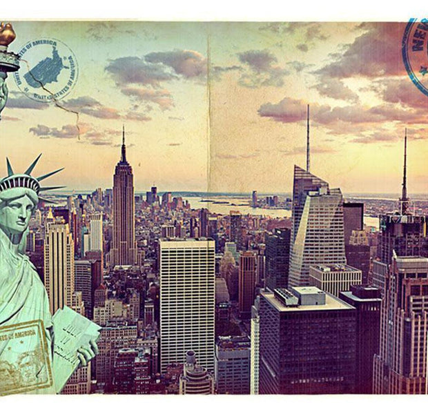 Cityscape Wallpaper Wall Mural - Postcard From New York