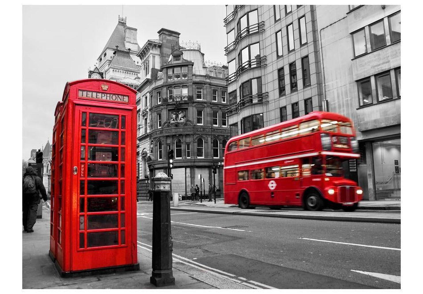 Cityscape Wallpaper Wall Mural - Red Bus And Phone Box In London