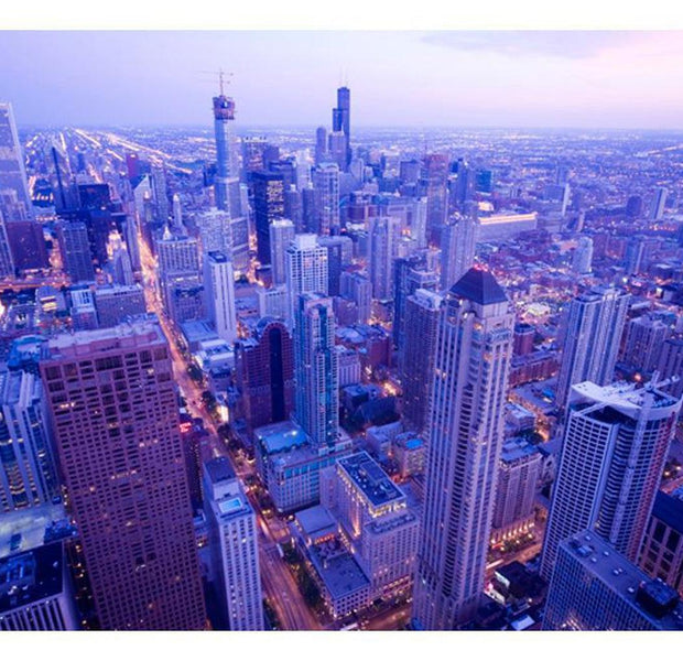 Cityscape Wallpaper Wall Mural - Timid Lights At Dusk In Chicago