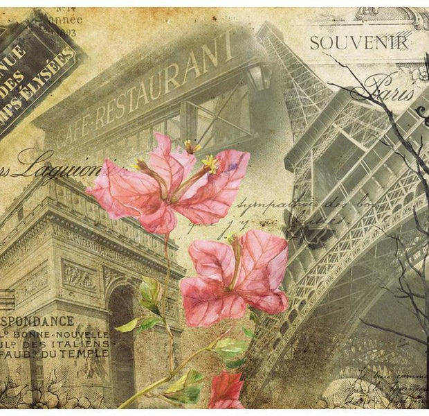 Cityscape Wallpaper Wall Mural - Vintage Paris Collage