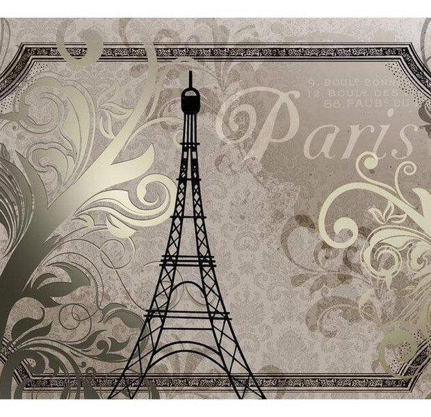 Cityscape Wallpaper Wall Mural - Vintage Paris - Gold
