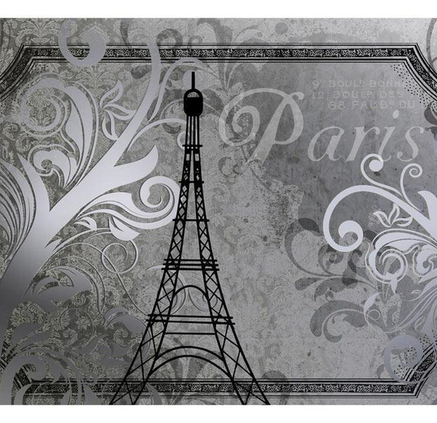 Cityscape Wallpaper Wall Mural - Vintage Paris - Silver