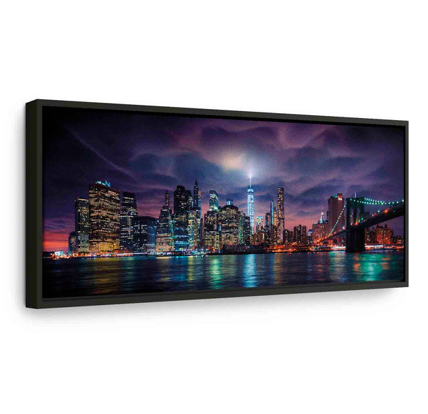 Floating Framed Canvas Art - New York City at Night