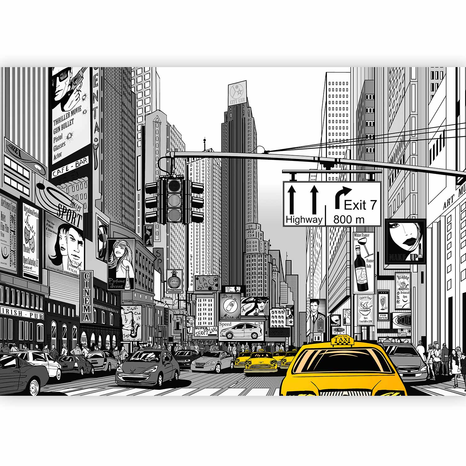 Premium Photo Wall Mural - Comic Book City - New York Street In Pop Art Style