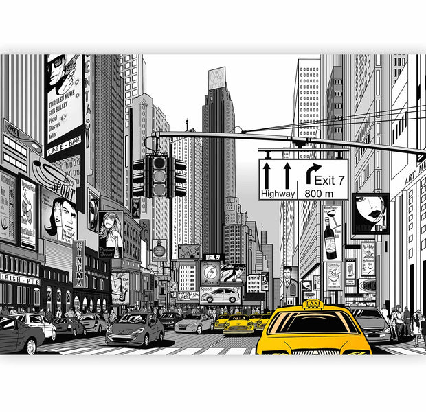 Premium Photo Wall Mural - Comic Book City - New York Street In Pop Art Style