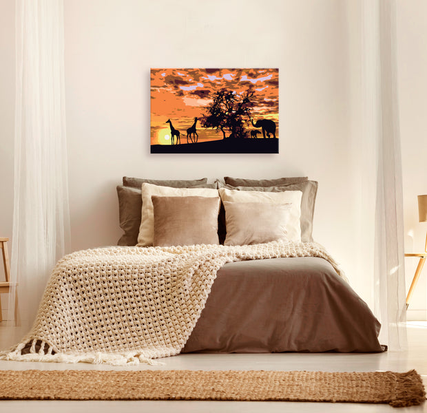 Paint By Numbers Kit - Savannah Giraffes & Elephants