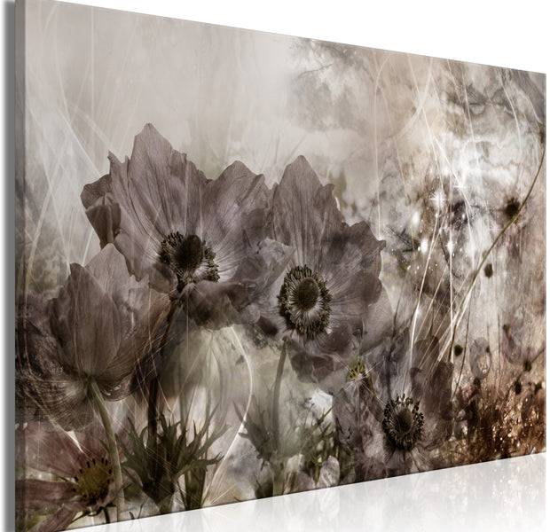 Floral Canvas Wall Art - Anemones in Sepia