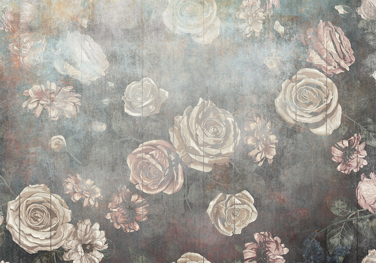 Floral Wallpaper Wall Mural - Misty Roses