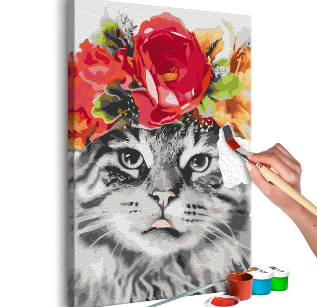 Paint By Numbers Kit - Cat With Flowers